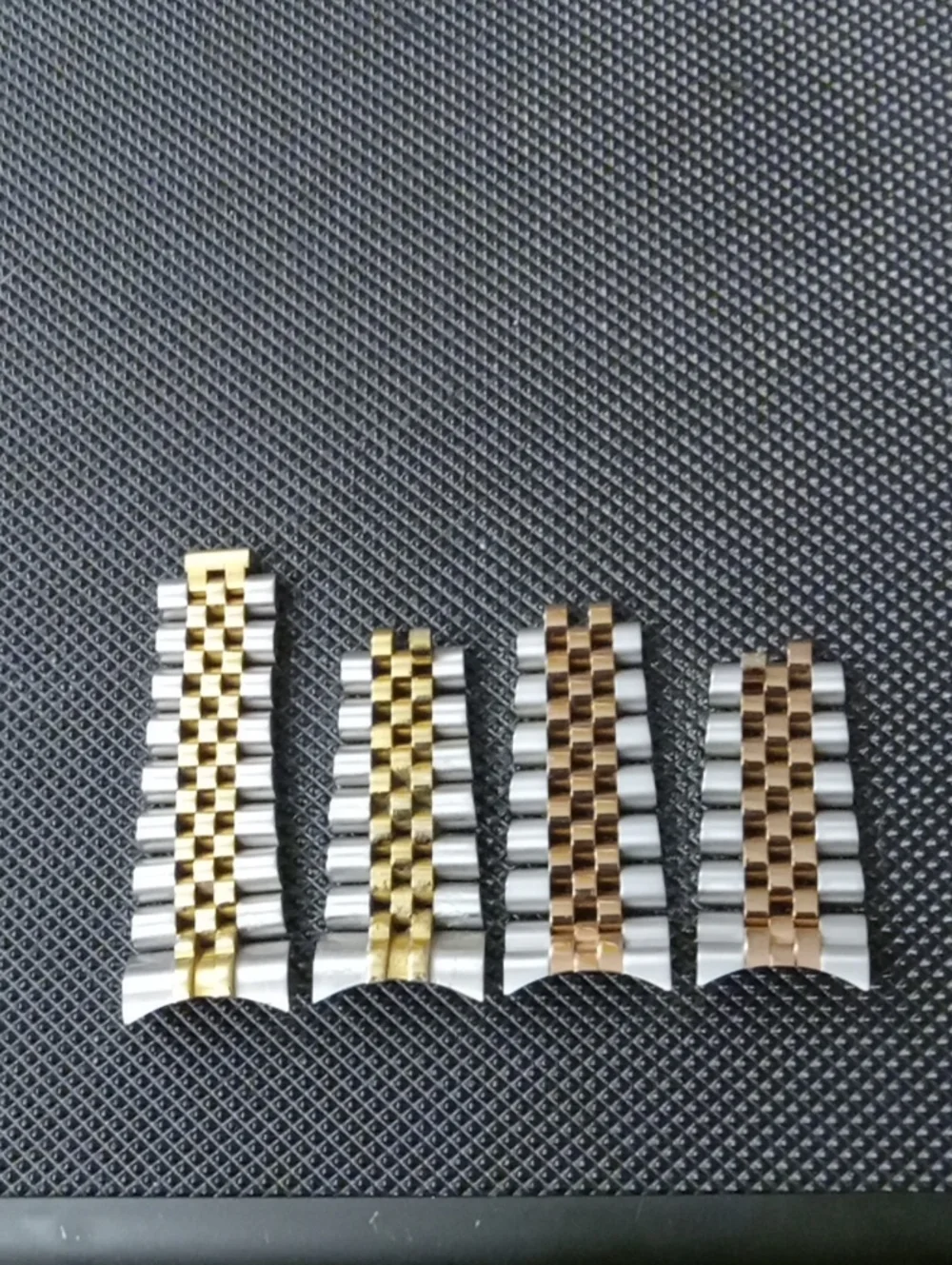 Two-Tone Men's Stainless Steel Watch Bands with Gold and Rose Gold Centers